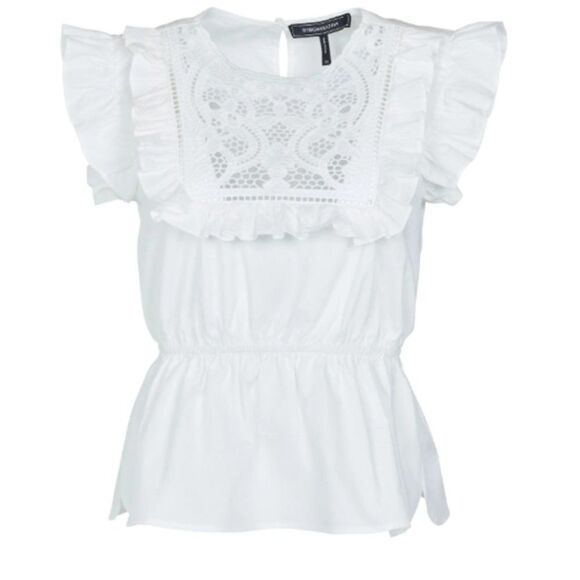 NWT BCBGMAXAZRIA EMBROIDERED RUFFLE TOP XL - Picture 6 of 9